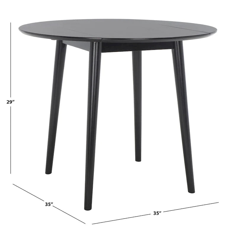 Dark Wood Folding Round Dining Table - Seats 2-4