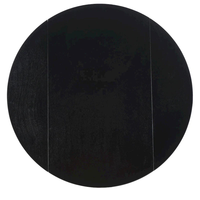 Dark Wood Folding Round Dining Table - Seats 2-4