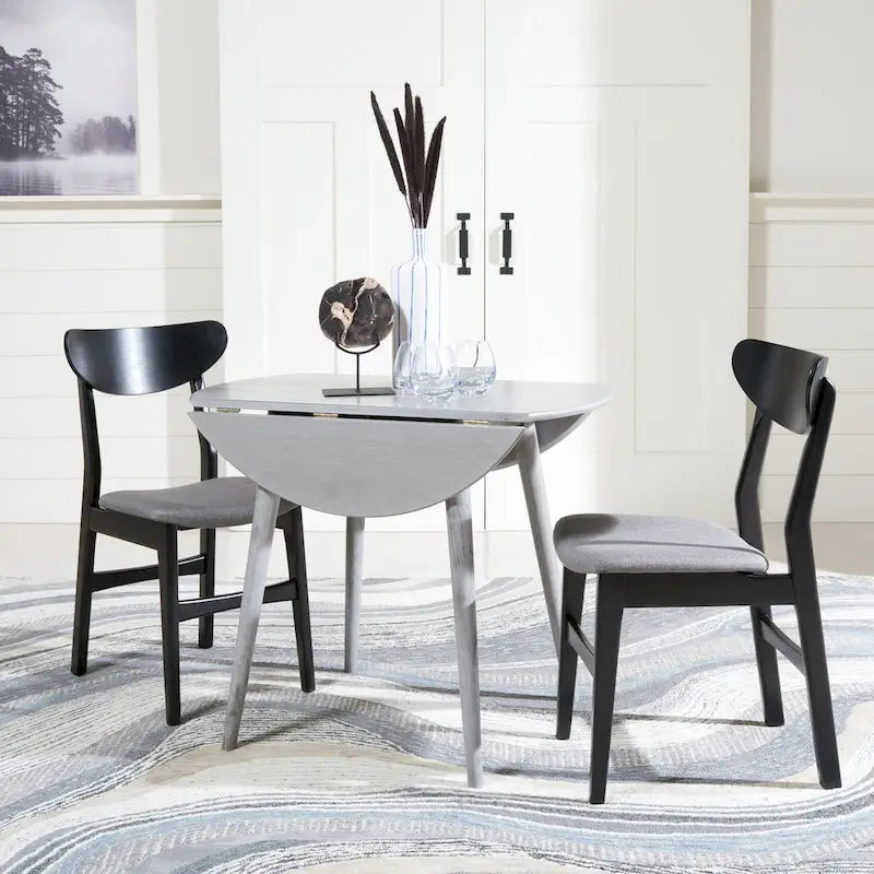 Dark Wood Folding Round Dining Table - Seats 2-4